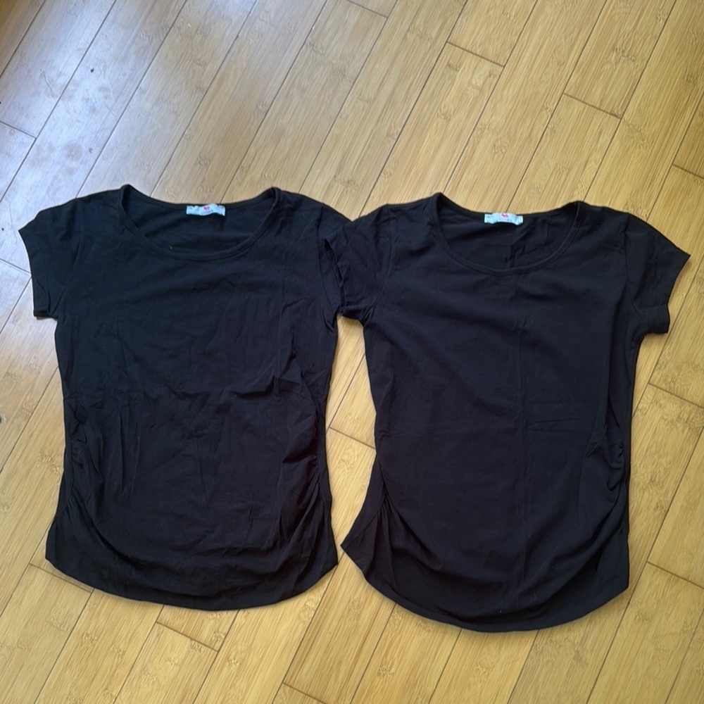 Black Women's Maternity short sleeve cotton Tops - Small